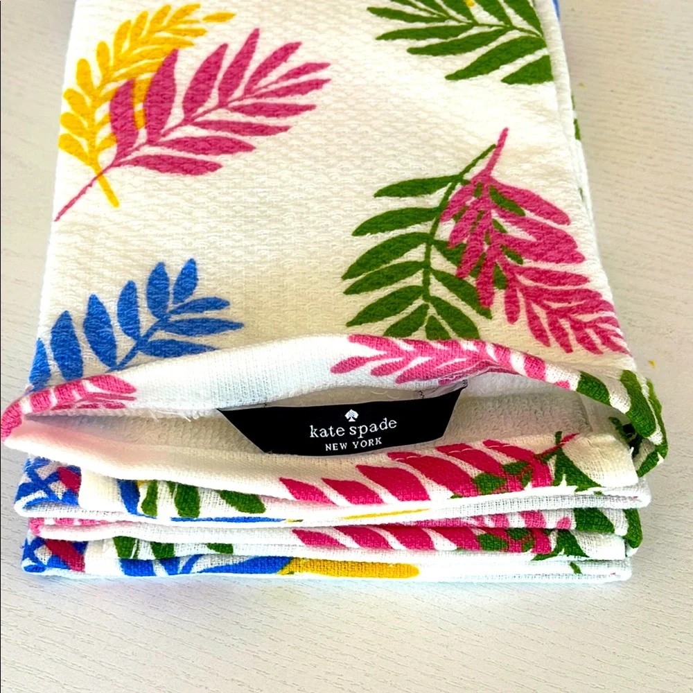 Kate Spade Multicolor Leaf Pattern Towel Set of 2